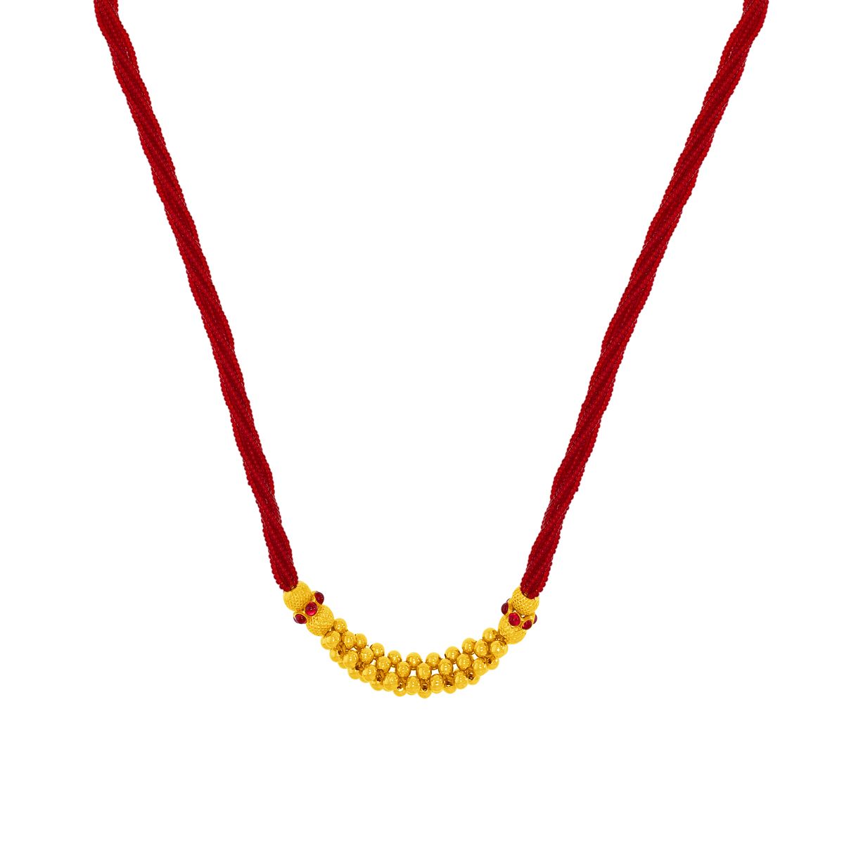 Blissful Red Motiyan Gold Necklace with Free Gold Coin