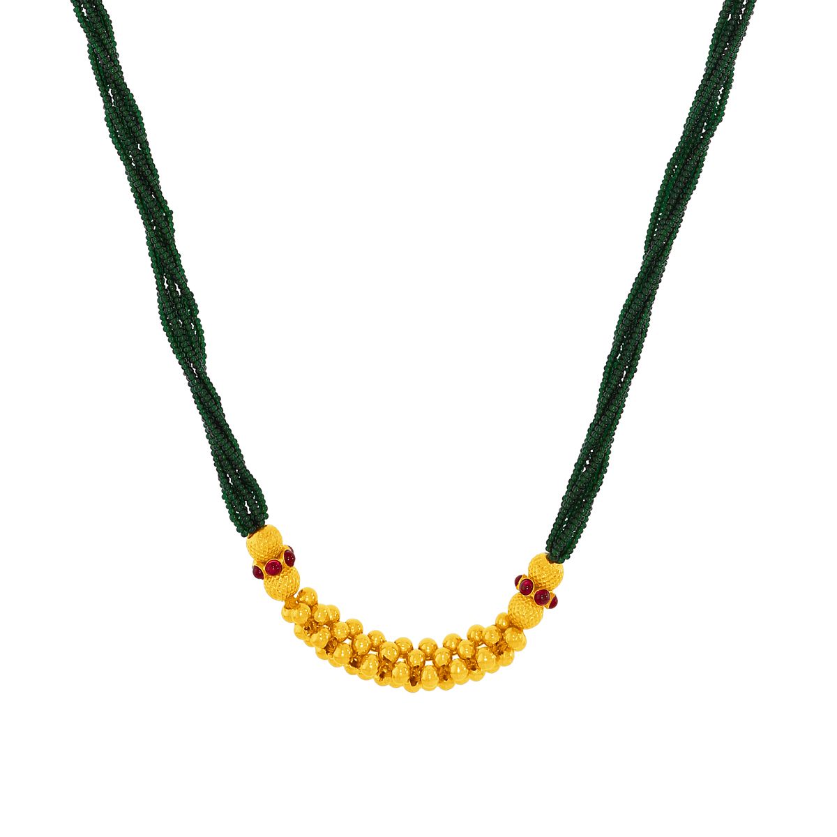 Blissful Green Motiyan Gold Necklace with Free Gold Coin