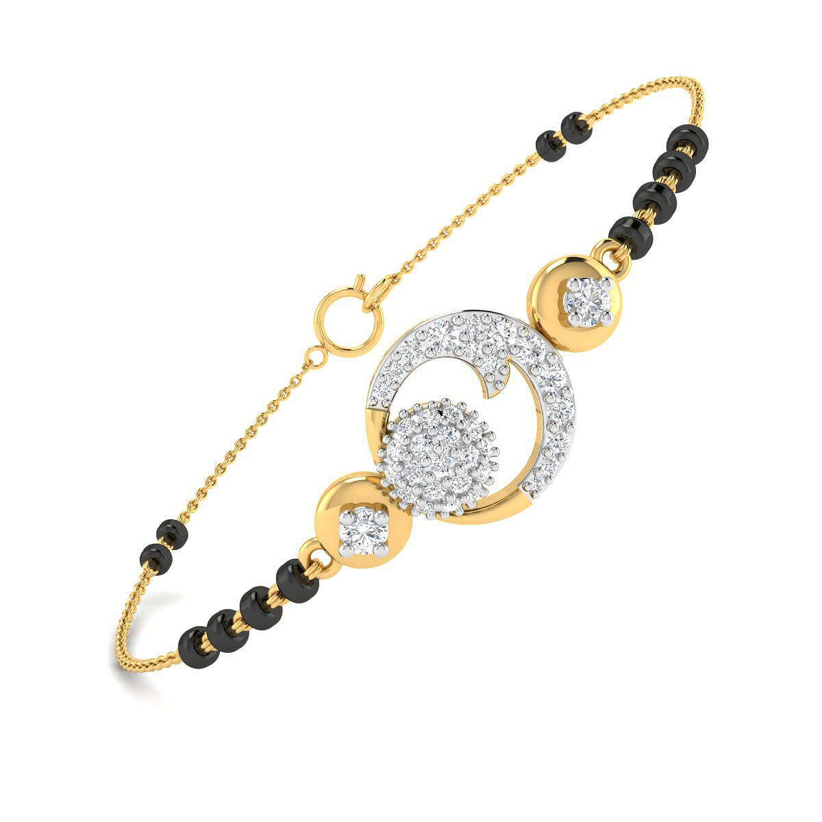 18KT Diamond Mangalsutra Bracelet with Free Gold Coin