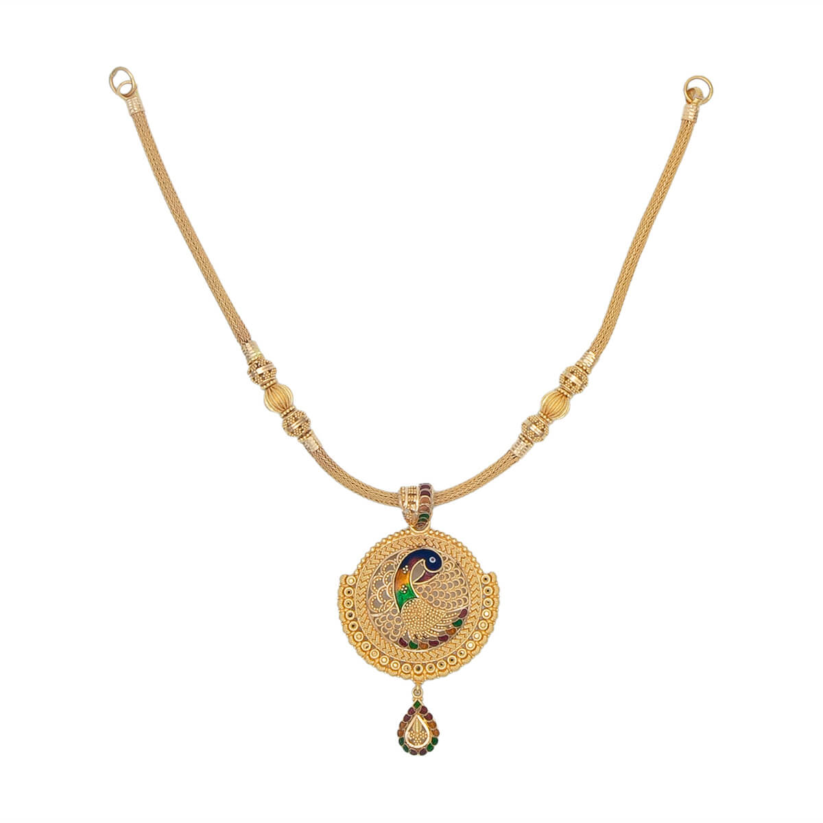 Mayurika Gold Necklace with Free Gold Coin