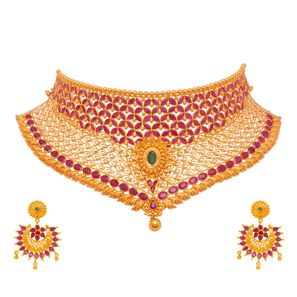 Malika Glorious Gold Necklace Set