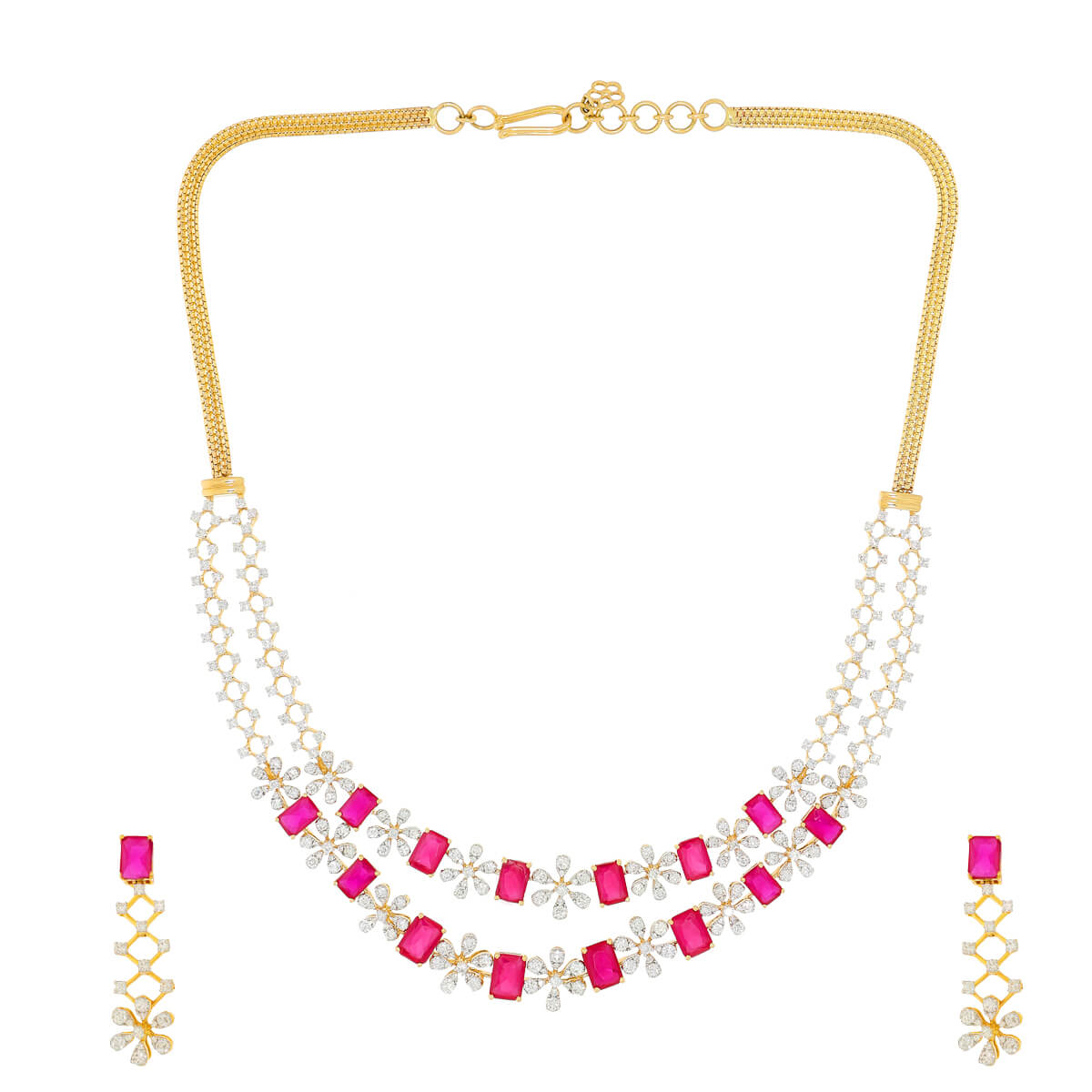 Niaz Classic Diamond Necklace Set with Free Gold Coin