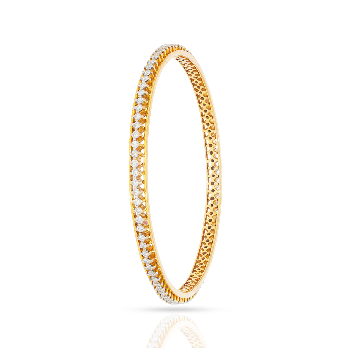 Luminous Luxury Yellow Gold Diamond Bangle with Free Gold Coin