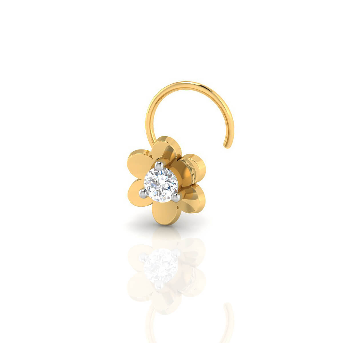 Minimalist 18kt Gold CZ Nose Pin with Free Gold Coin