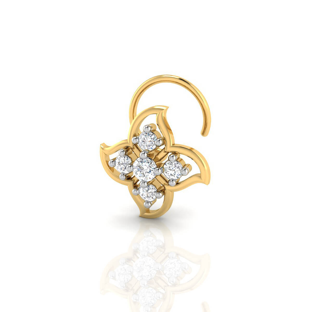 Radiant 18kt Gold Nose Stud with CZ with Free Gold Coin