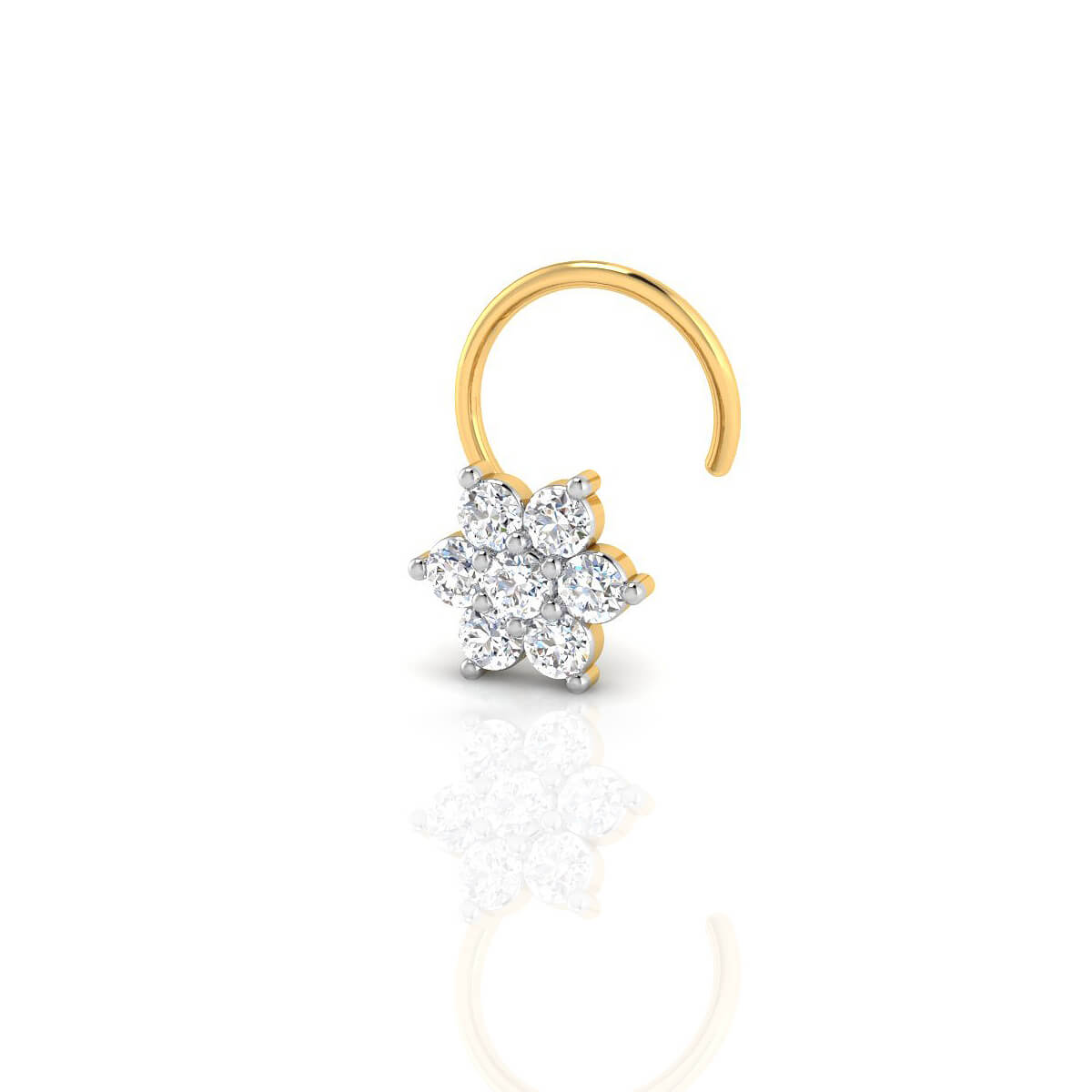 Trendy 18kt Gold Cubic Zirconia Nose Stud with Free Gold Coin