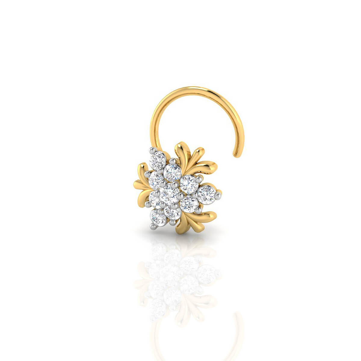 Exquisite 18kt Gold CZ Nose Stud with Free Gold Coin