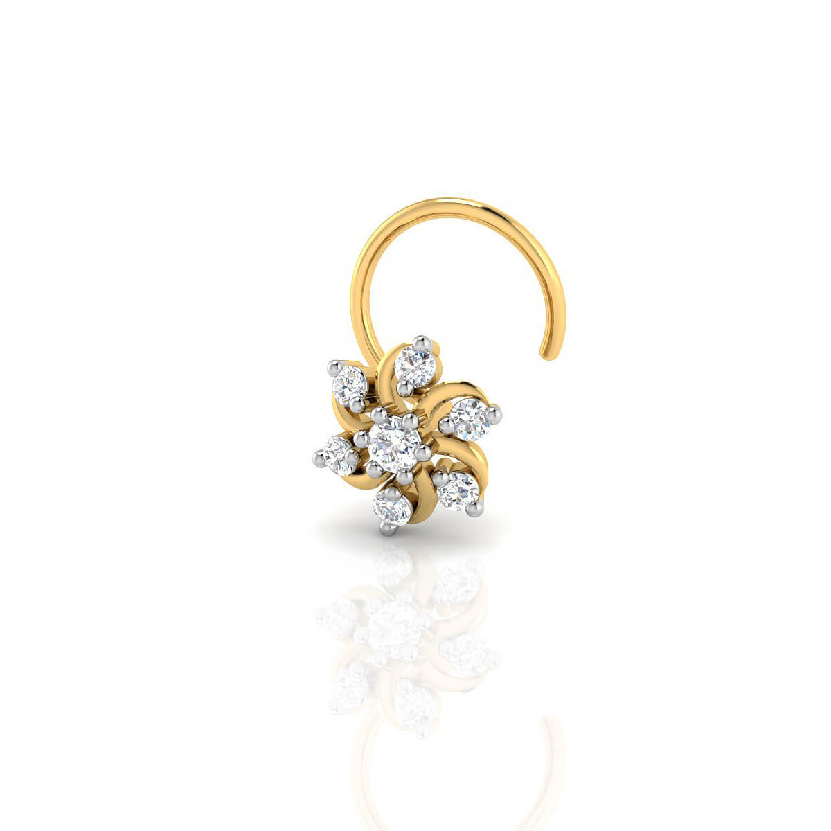 Glamorous 18kt Gold CZ Nose Pin with Free Gold Coin