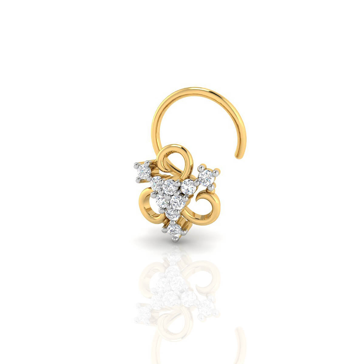 Charming 18kt Gold CZ Nose Stud with Free Gold Coin