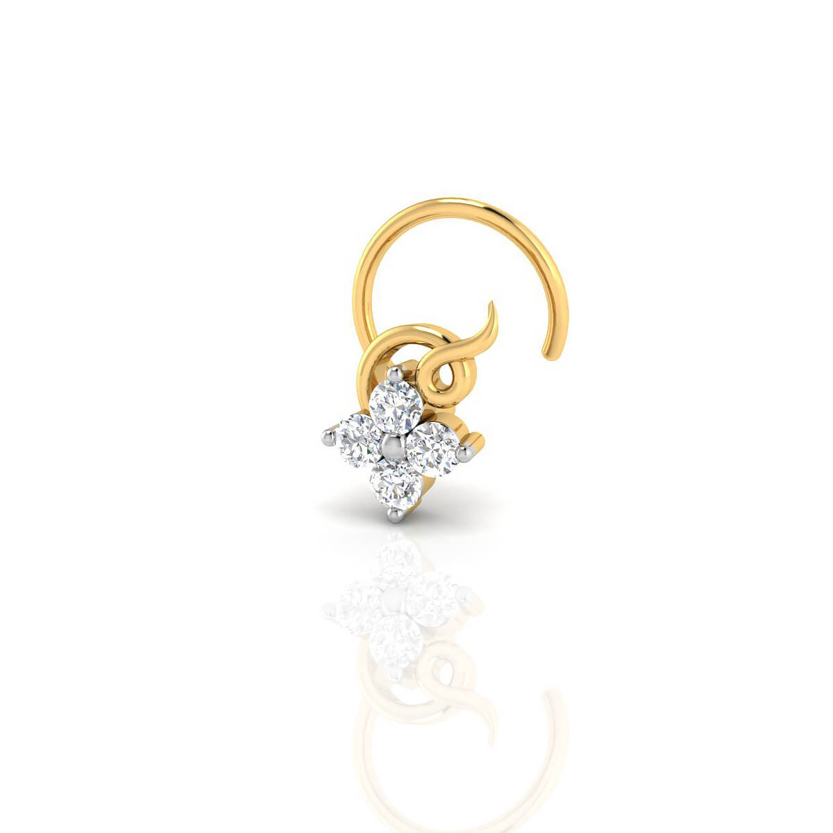 Luxurious 18kt Gold CZ Nose Pin with Free Gold Coin