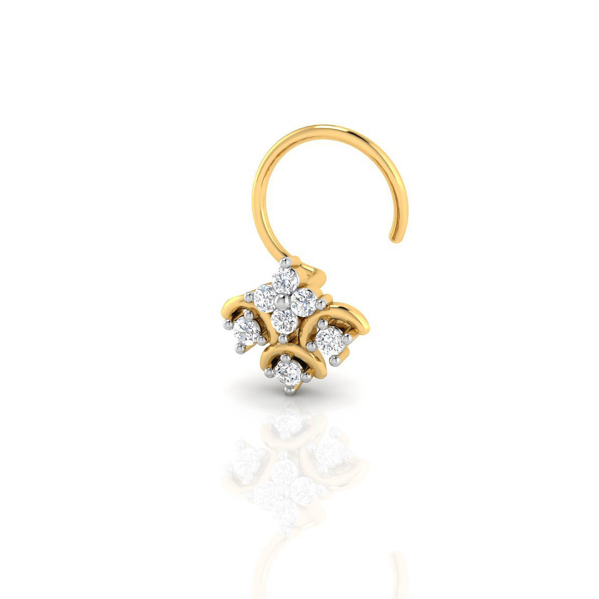 Chic 18kt Gold CZ Nose Pin with Free Gold Coin