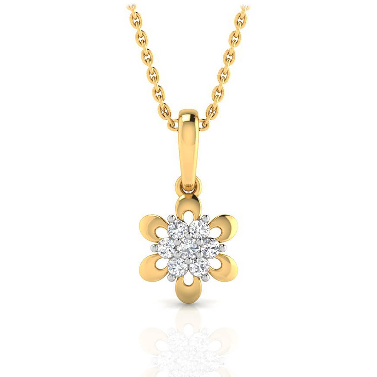 Golden Blossoms 18kt Floral Pendant for Every Day with Free Gold Coin