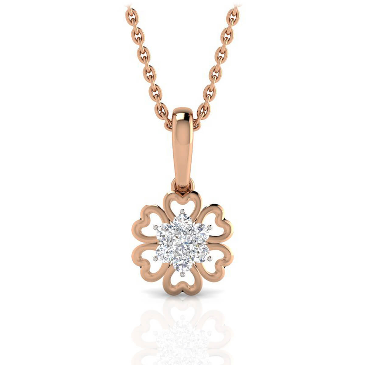 Petals of Rose Gold 18kt Floral Pendant for Everyday Elegance