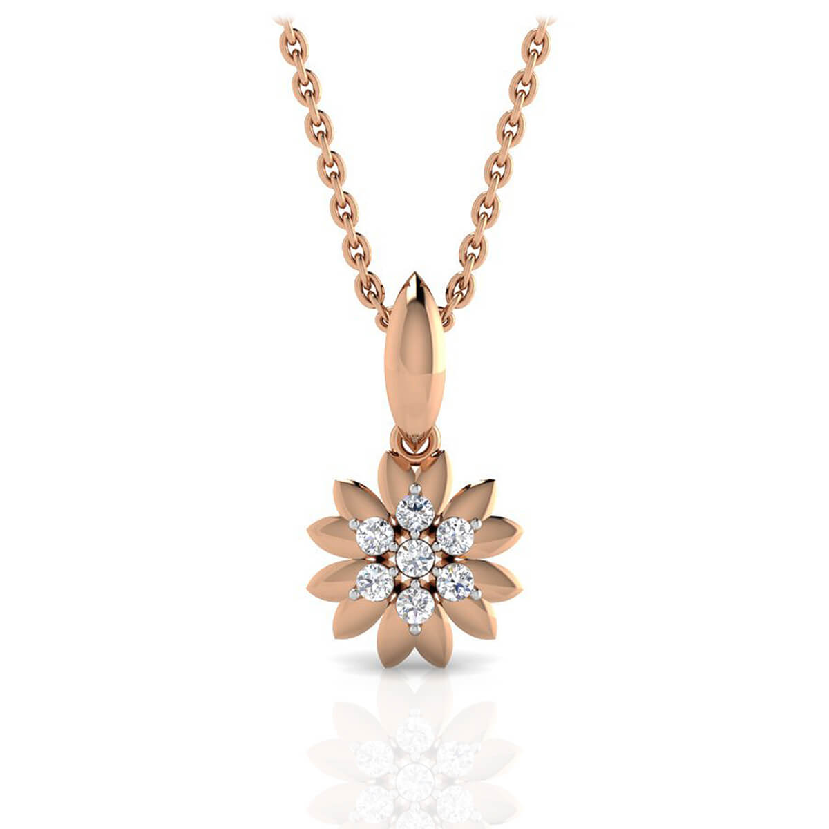 Rose Golden Bloom 18kt Floral Pendant for Daily Wear with Free Gold Coin