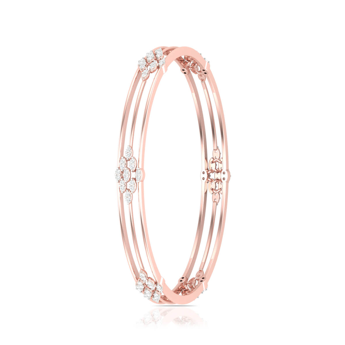 Glistening Romance Rose Gold Diamond Bangle with Free Gold Coin