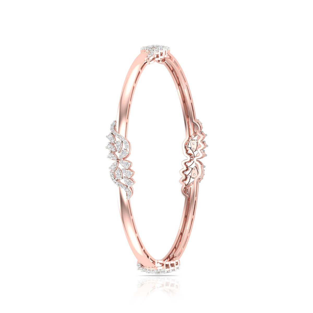 Fresh Brilliance New Rose Gold Diamond Bangle with Free Gold Coin