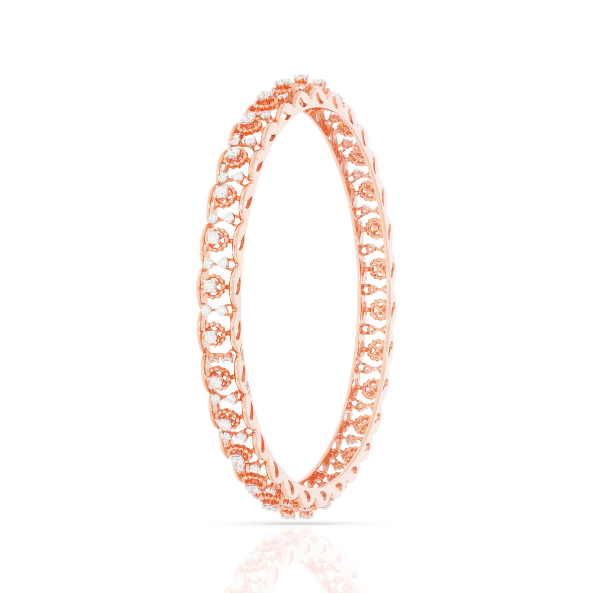 Elegant Bloom New Diamond Rose Gold Bangle with Free Gold Coin