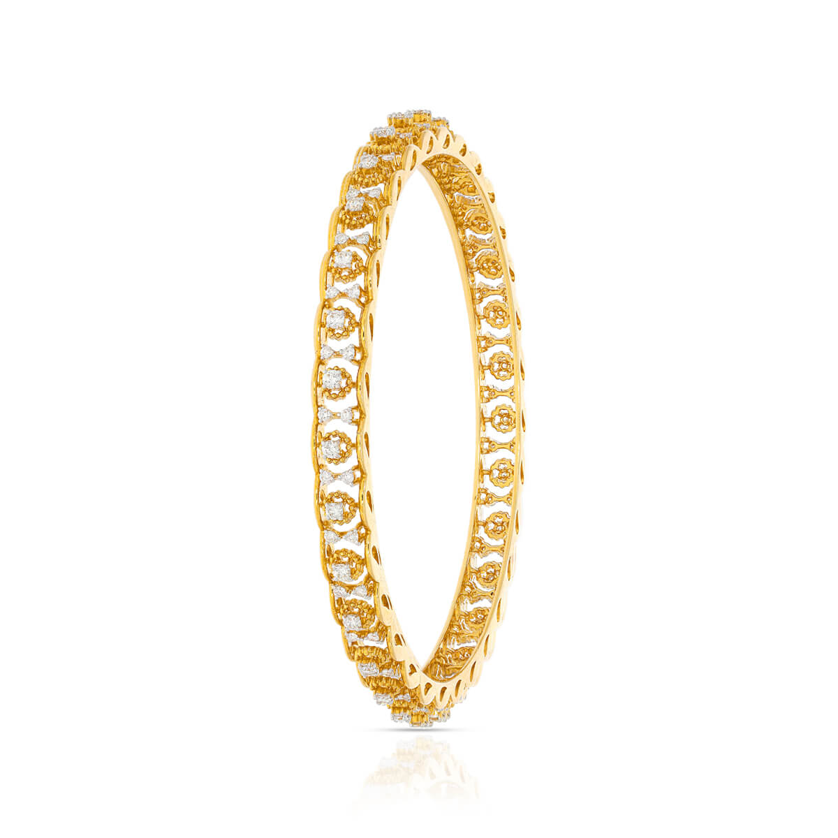 Eternal Elegance Diamond Yellow Gold Bangle with Free Gold Coin