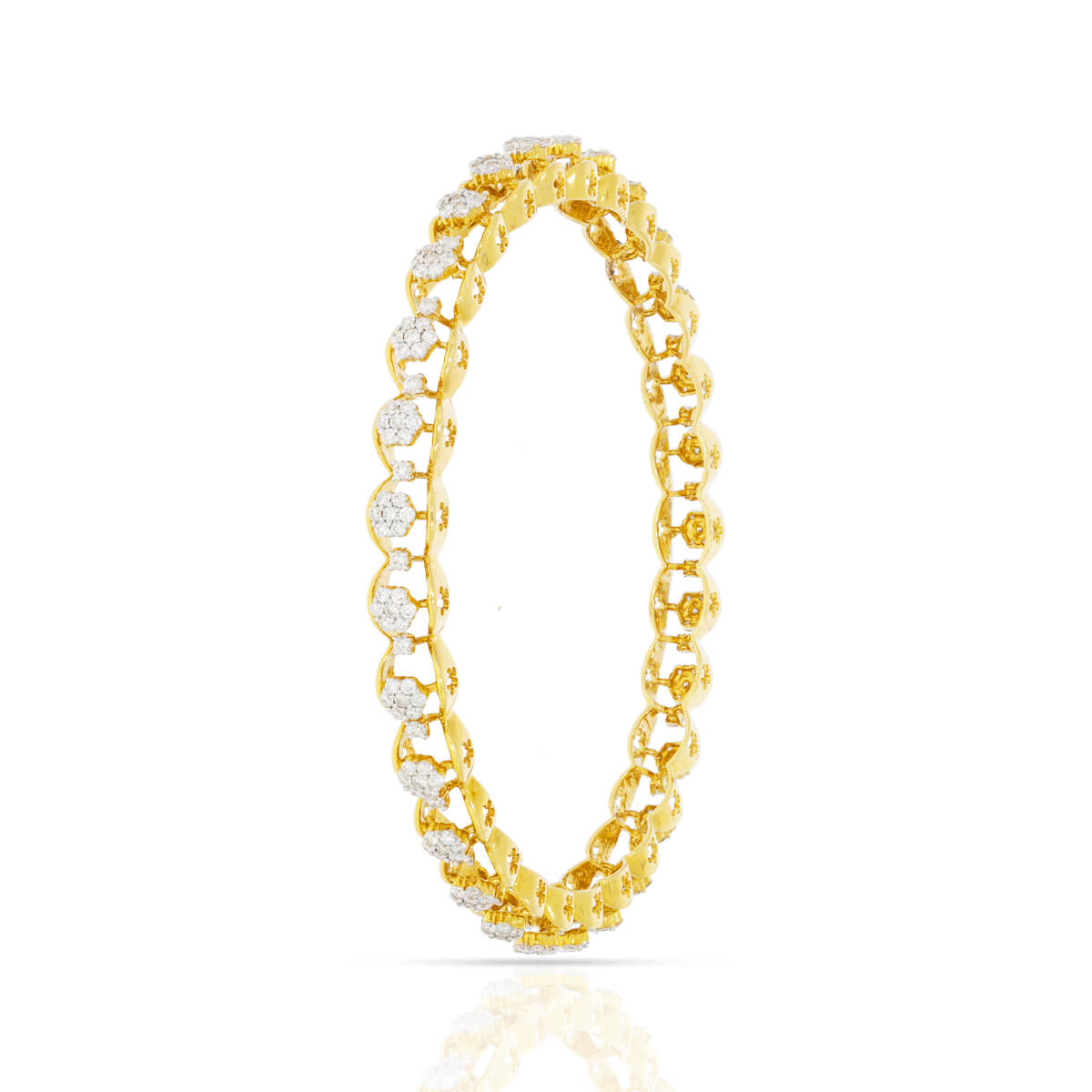 Timeless Sparkle Diamond Yellow Gold Bangle with Free Gold Coin