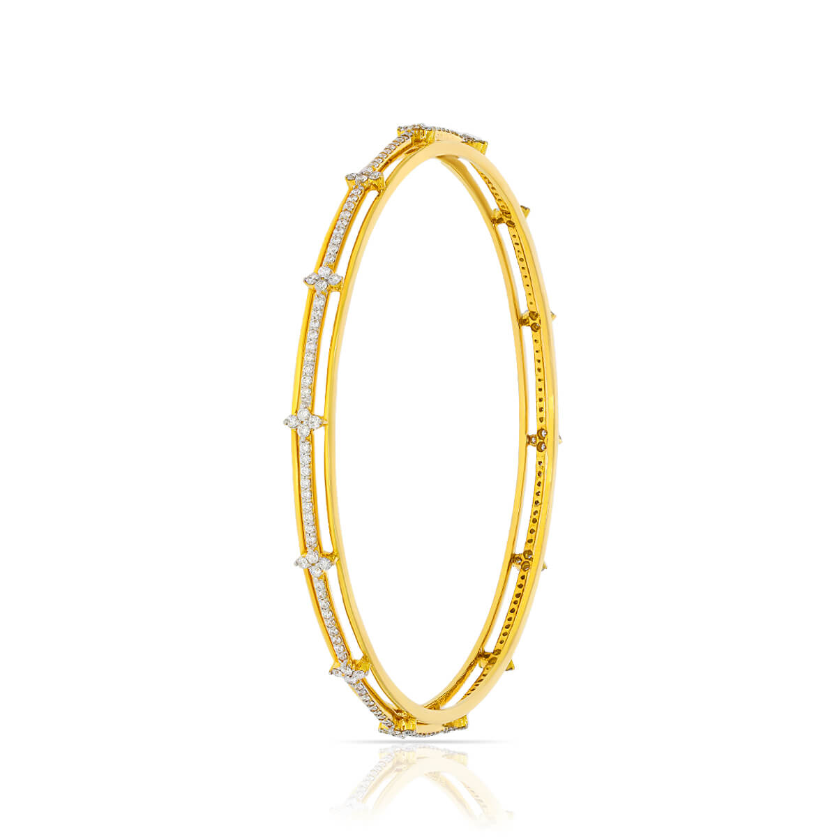 Classic Glamour Yellow Gold Bangle with Diamonds with Free Gold Coin