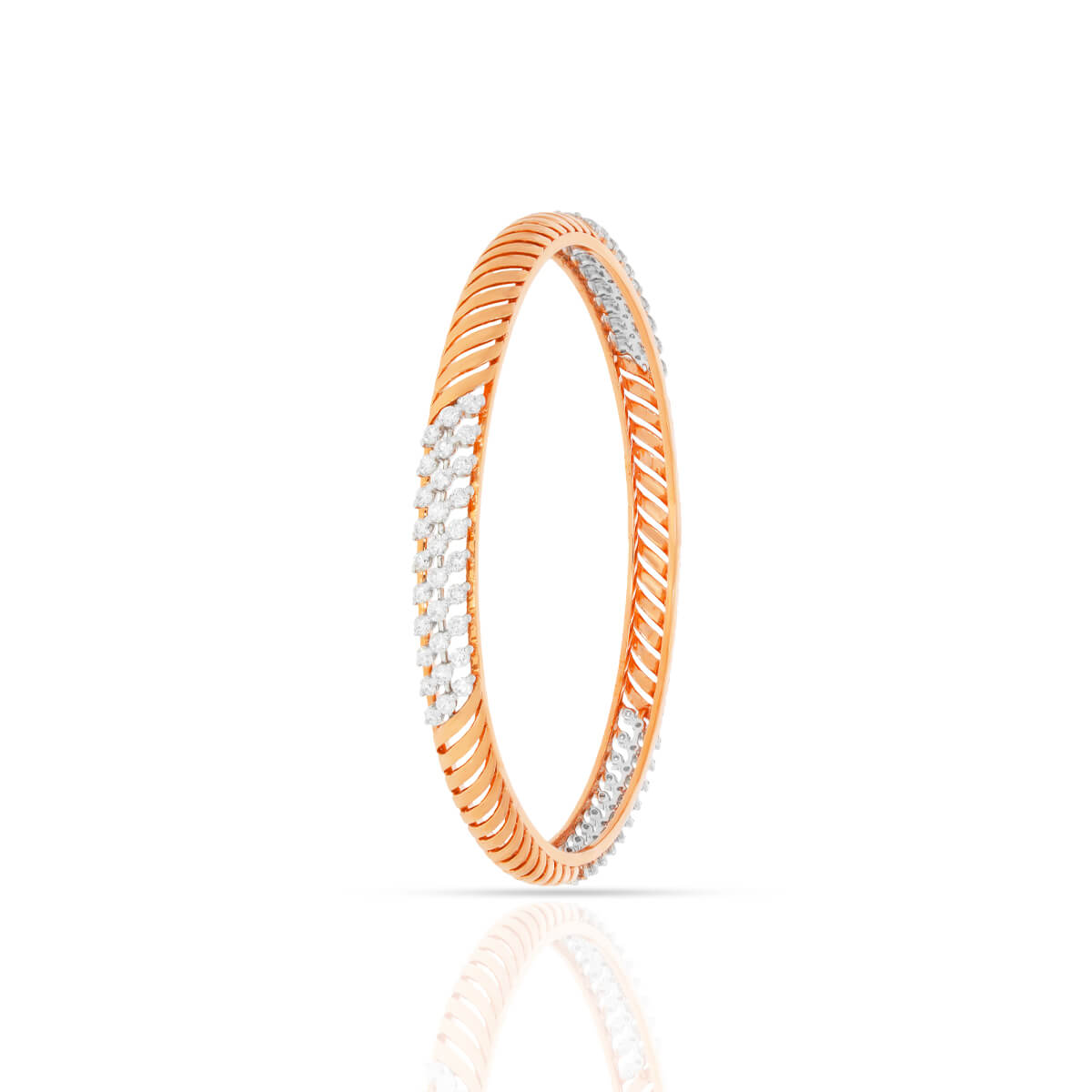 Modern Elegance New Rose Gold and Diamond Bangle