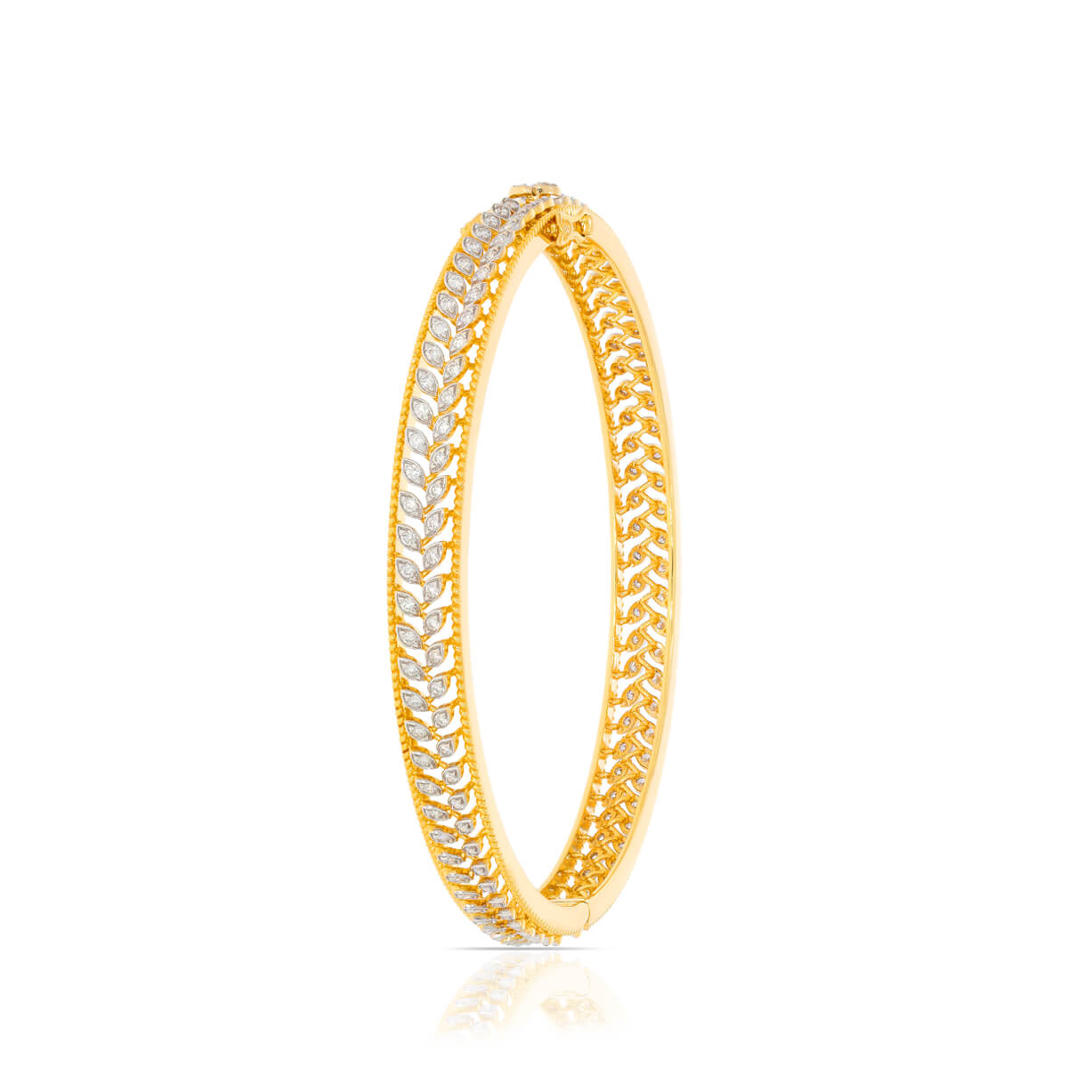 Sophisticated Shine Yellow Gold Diamond Bangle with Free Gold Coin