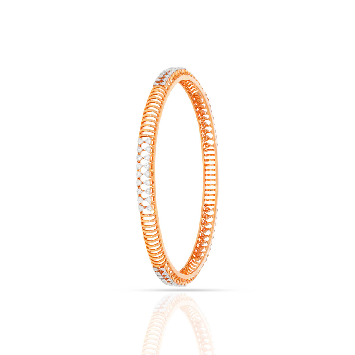 Gleaming Arrival Rose Gold Diamond Bangle with Free Gold Coin