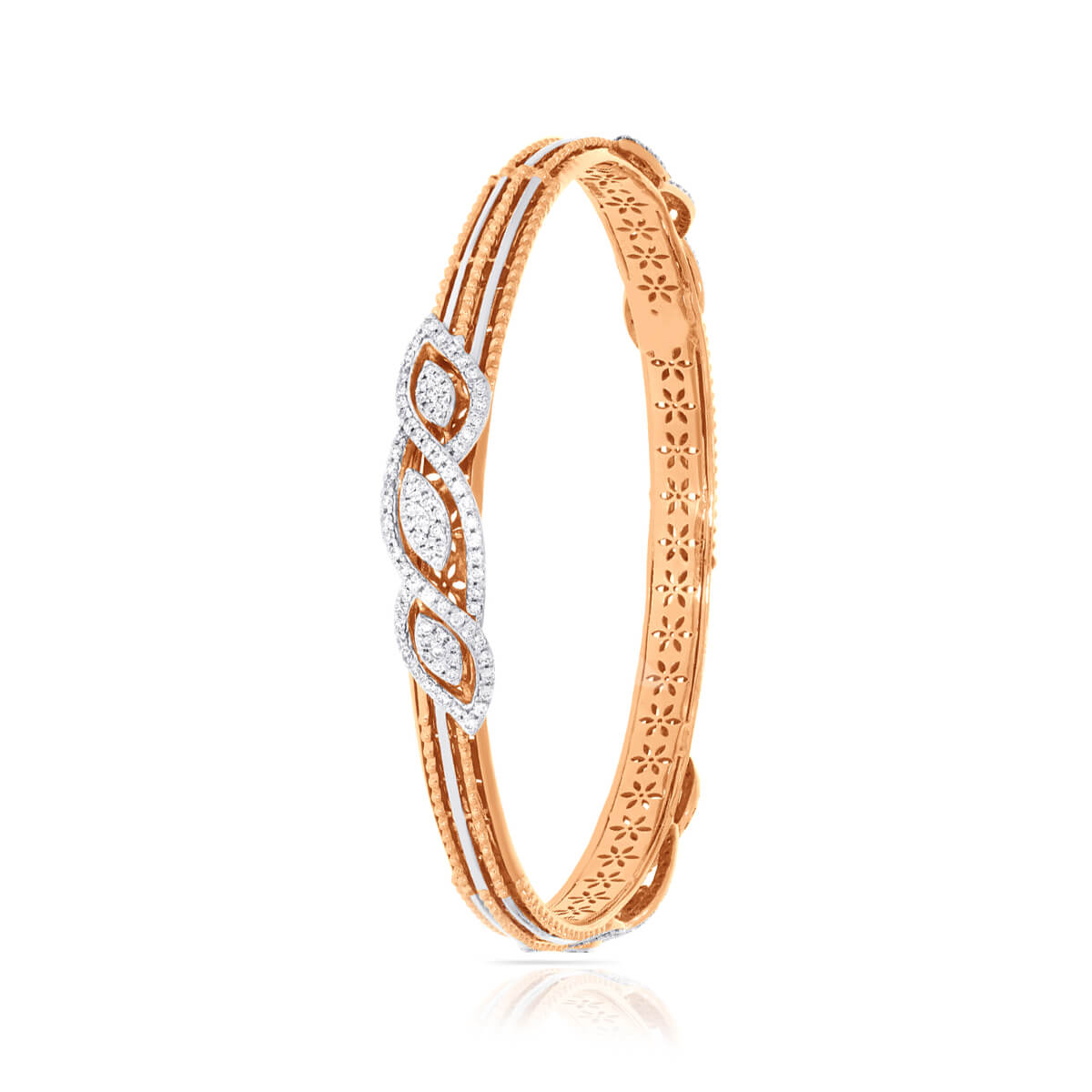 Rosy Brilliance Diamond Rose Gold Bangle with Free Gold Coin