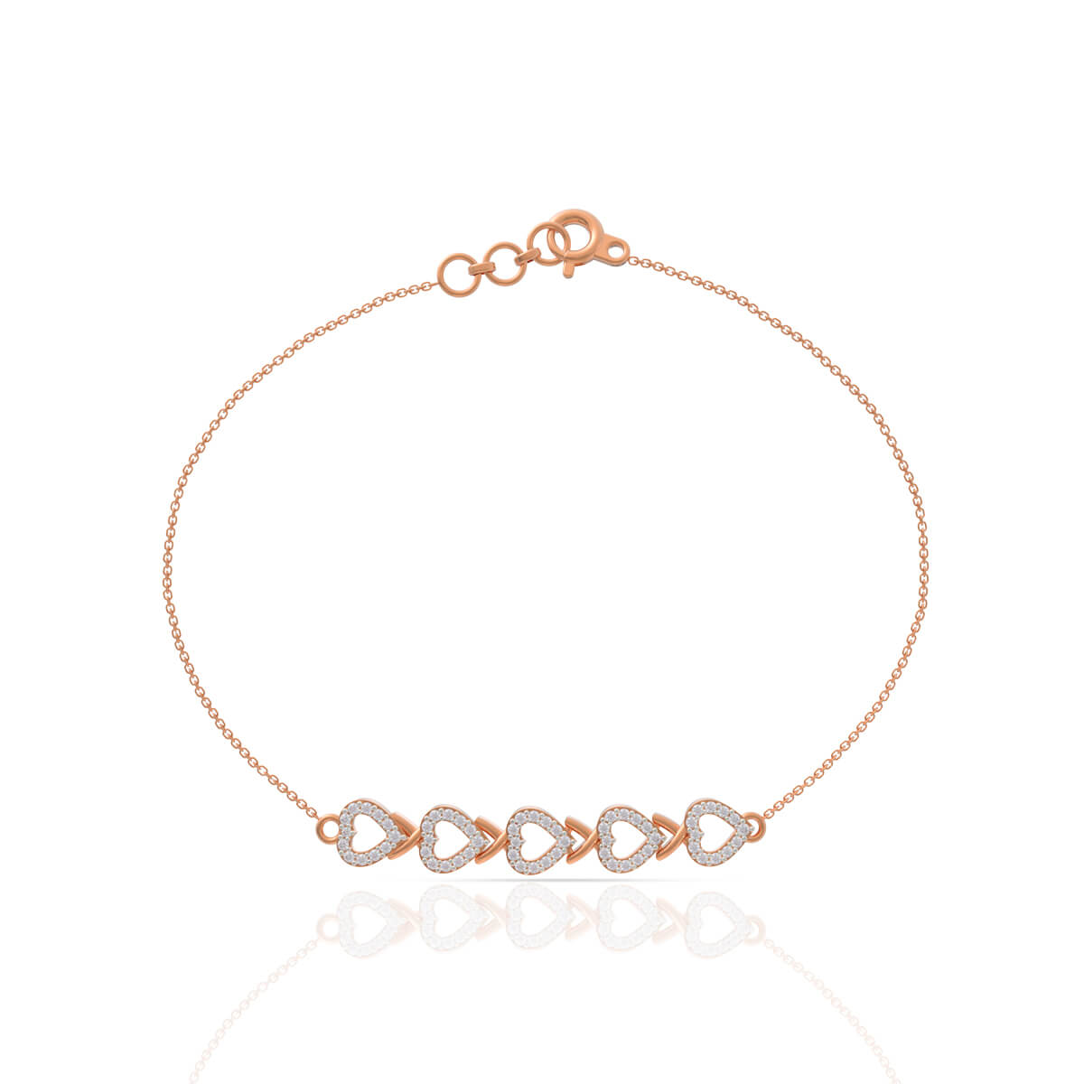 Rose Gold Heart Diamond Bracelet with Free Gold Coin