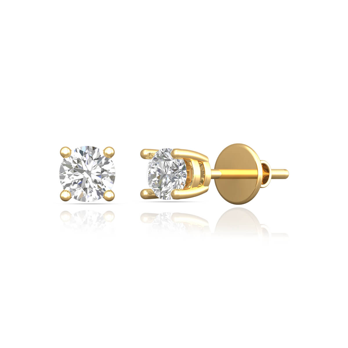 Brilliant Solitaire Diamond Studs with Free Gold Coin