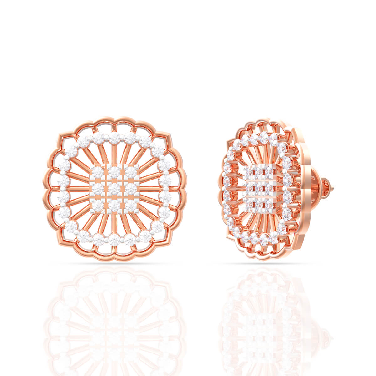 Glowing Garden Rose Gold Diamond Earring with Free Gold Coin