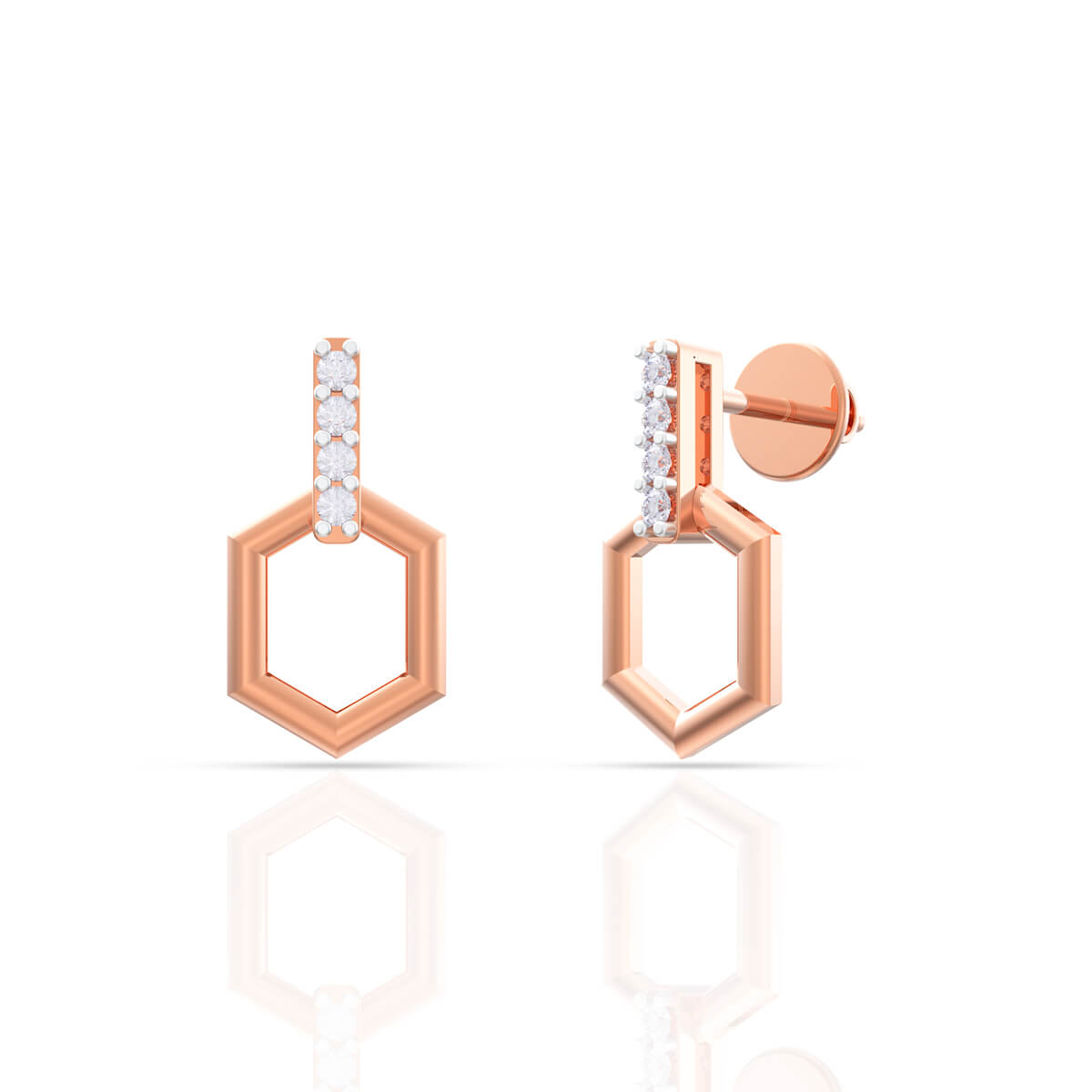 Hexagonal Diamond Cascade Earring with Free Gold Coin