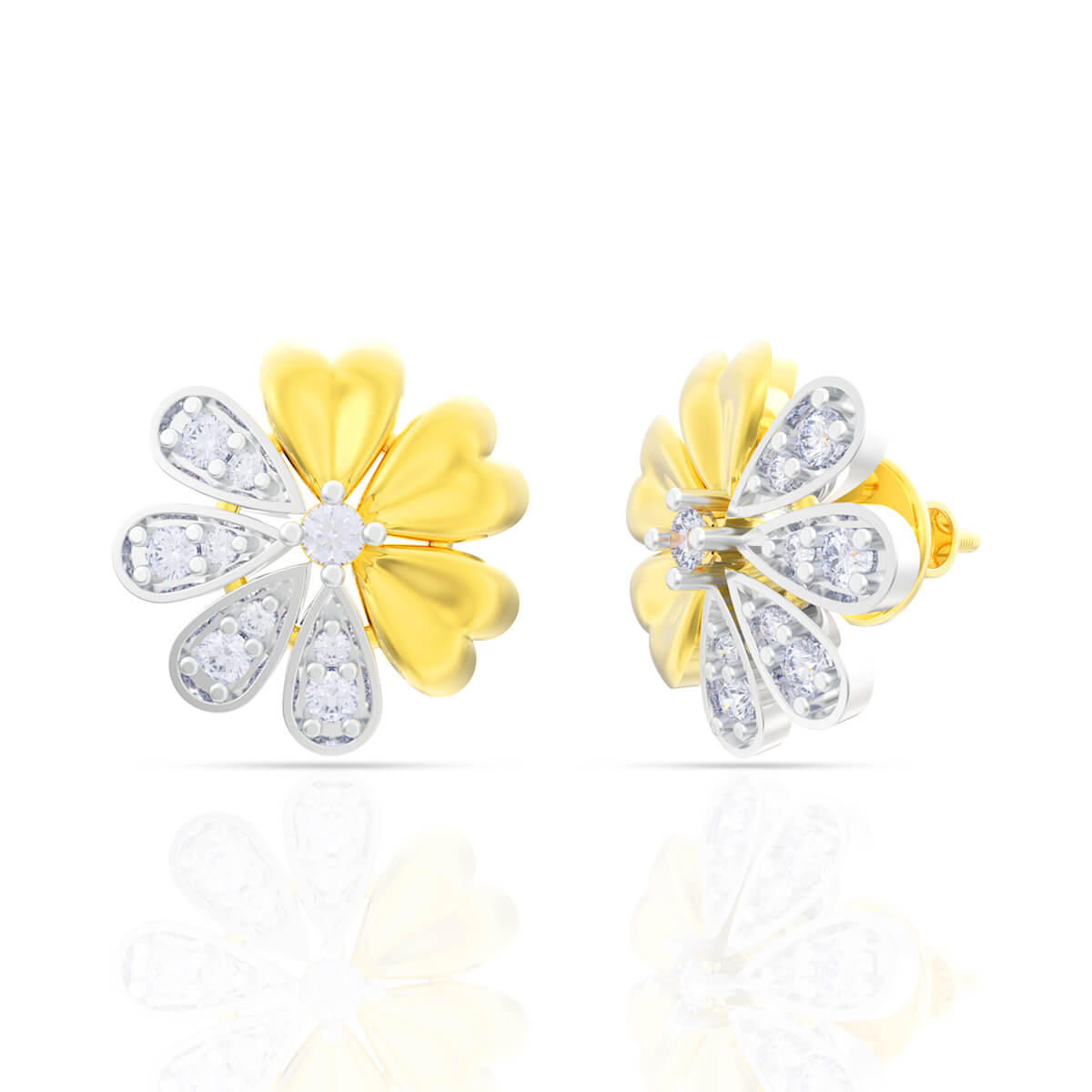 Sunlit Petals Floral Gold Diamond Earring with Free Gold Coin