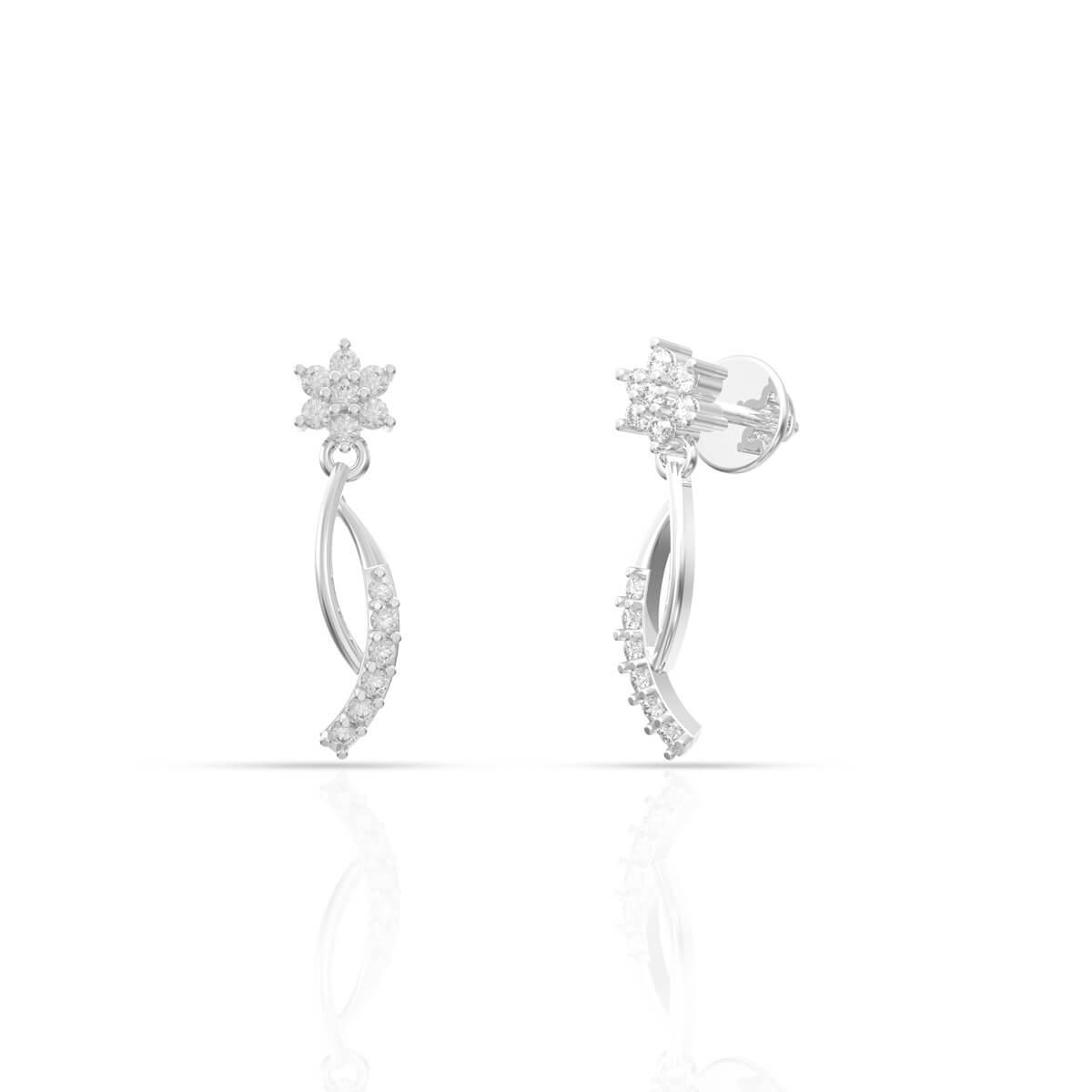 Glittering White Gold Elegance Diamond Earring with Free Gold Coin