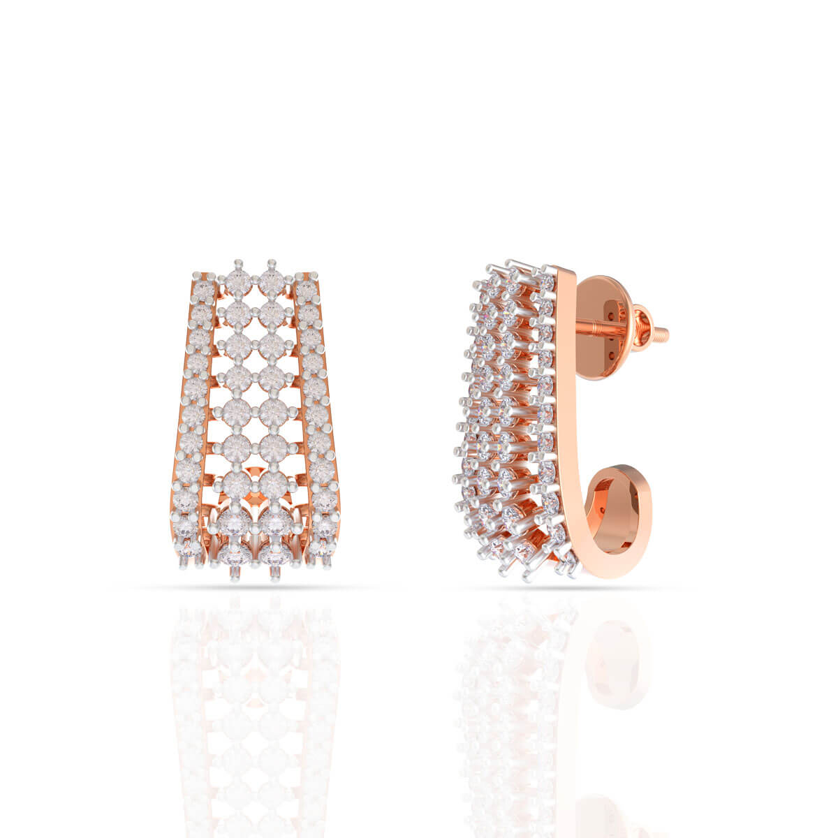 Modern Allure Rose Gold Diamond Earring with Free Gold Coin