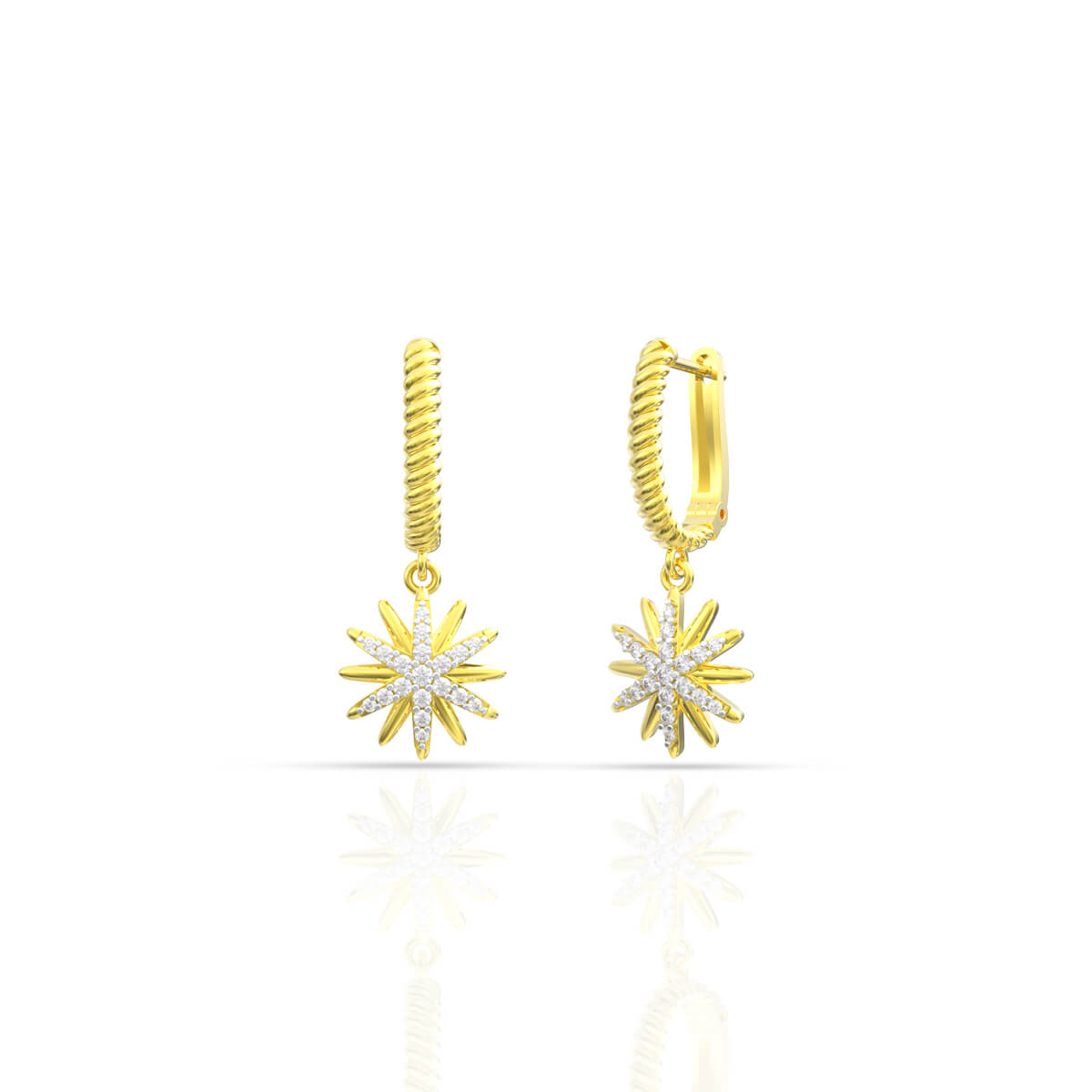 Snowflake Flower Diamond Earring with Free Gold Coin