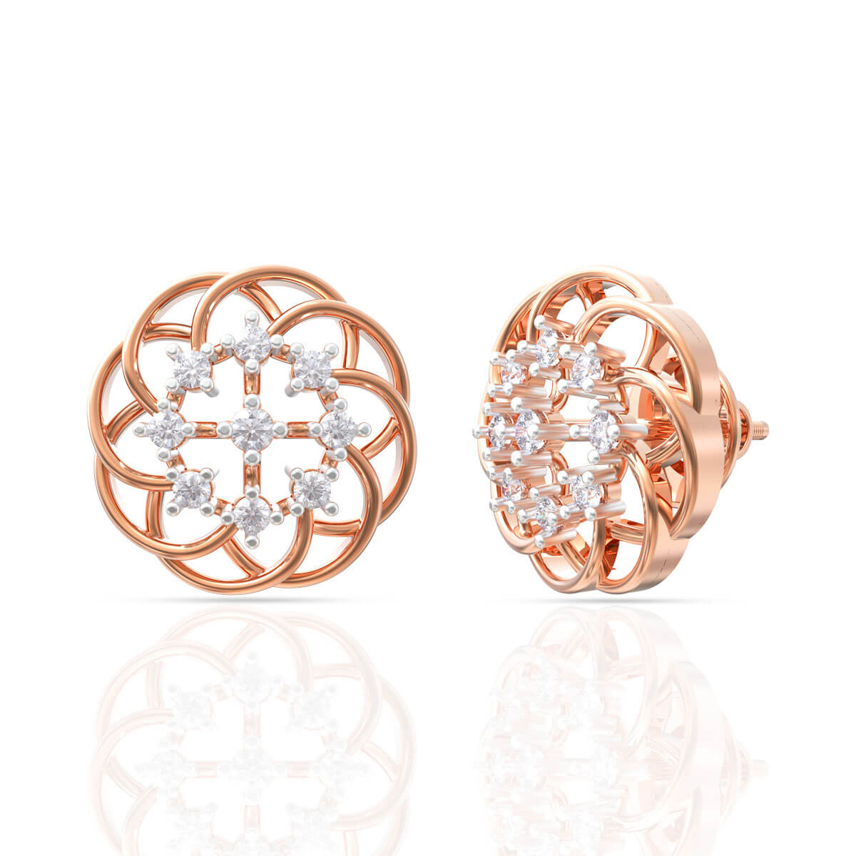 Dainty Floral Diamond Stud Earring