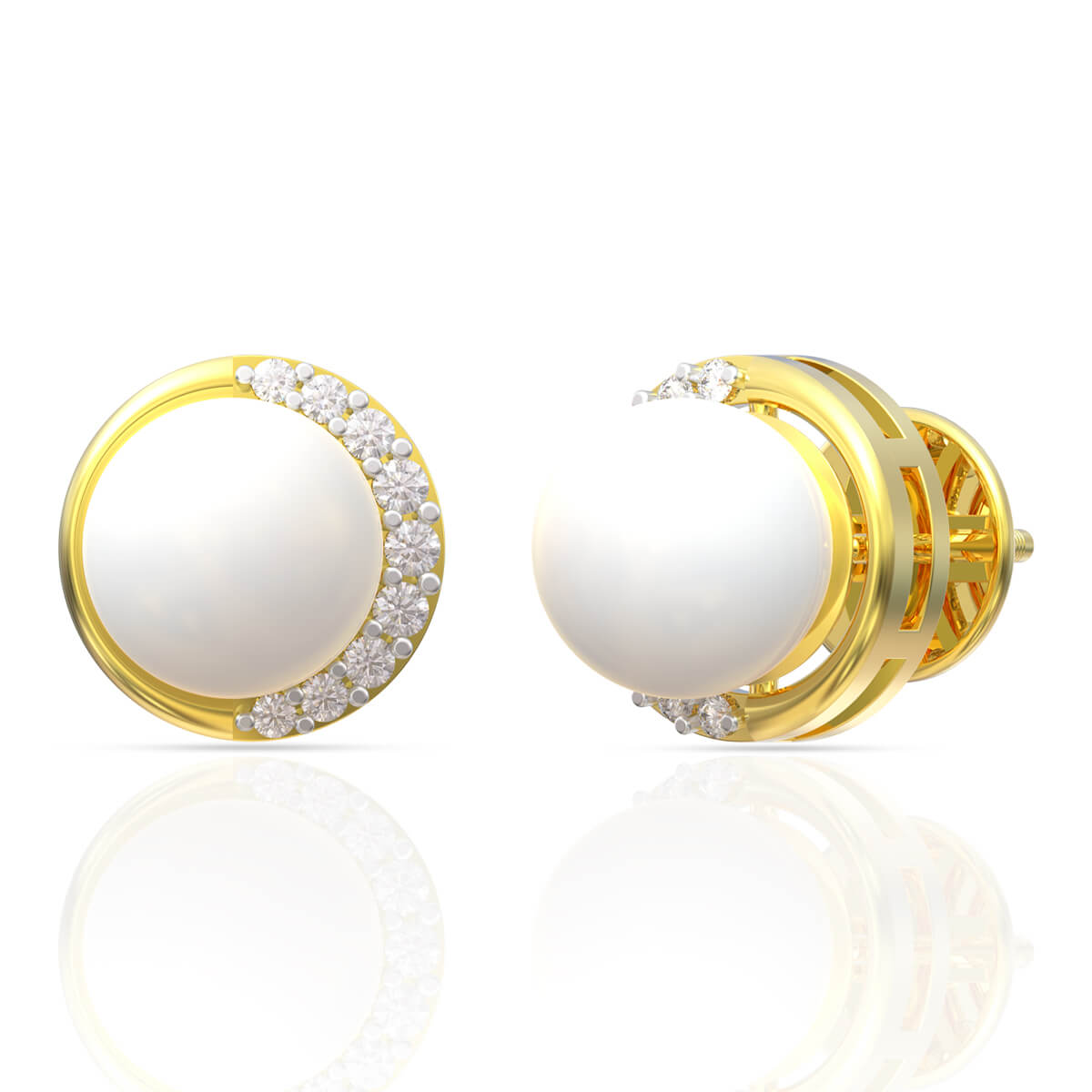 Pearl Dew Diamond Stus Earrings with Free Gold Coin