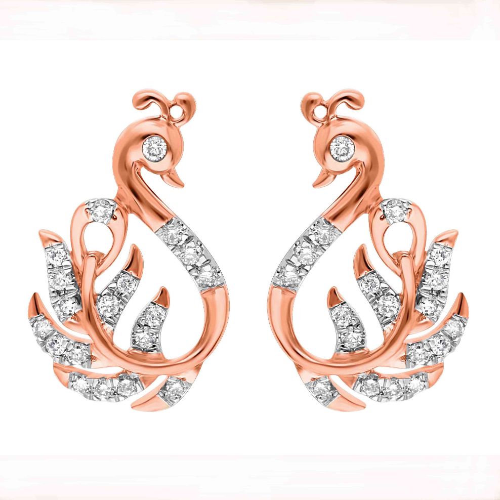 Swan Stud Diamond Earring with Free Gold Coin