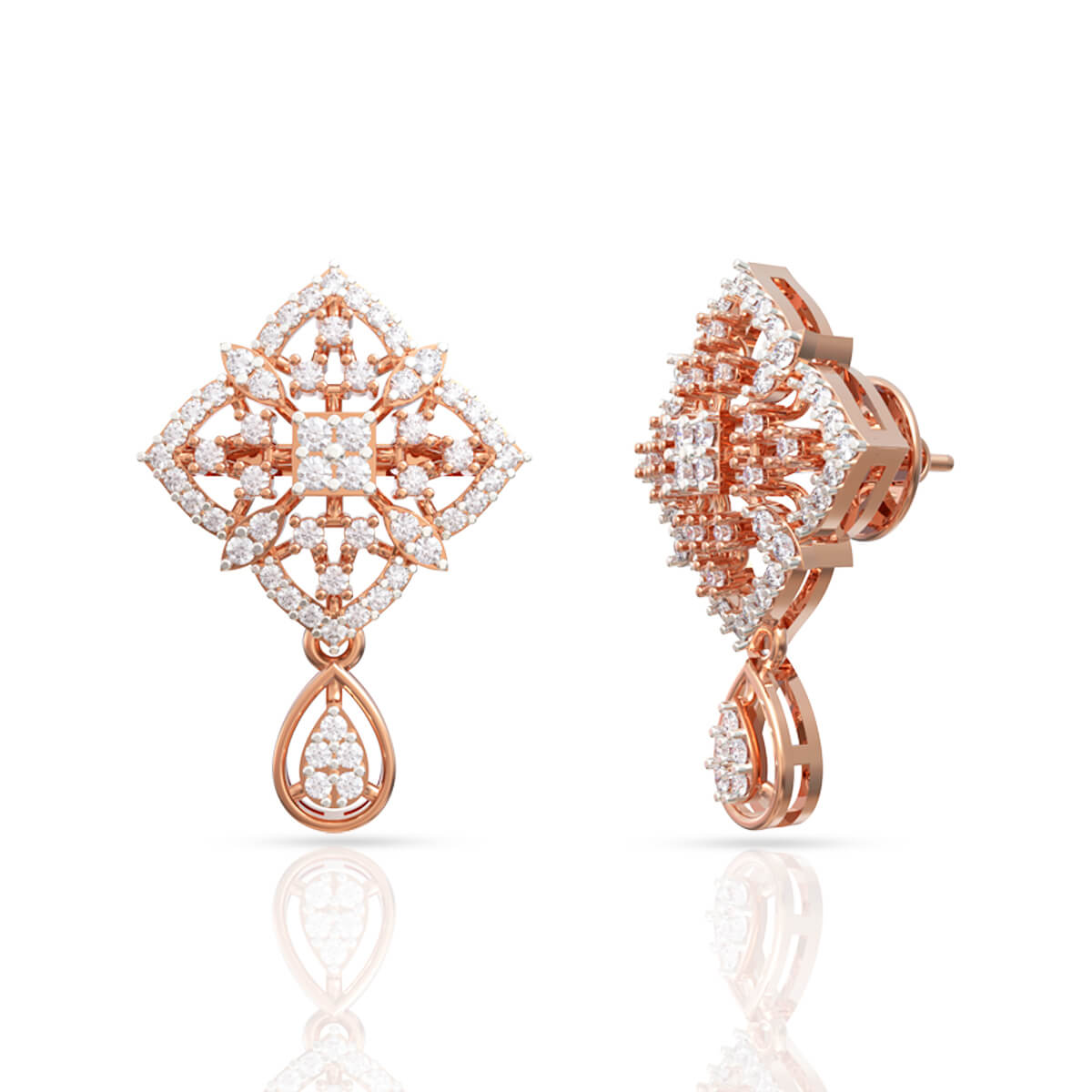 Timeless Beauty Rose Gold 18kt Diamond Earring with Free Gold Coin