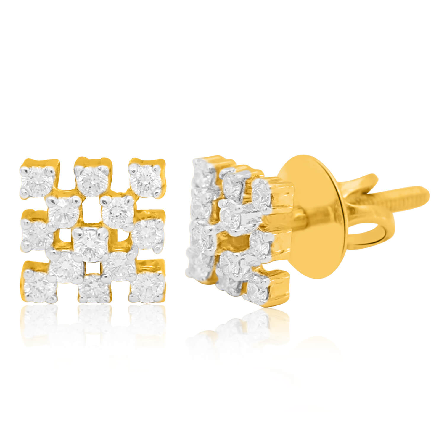 Geometric Square Diamond Earring with Free Gold Coin