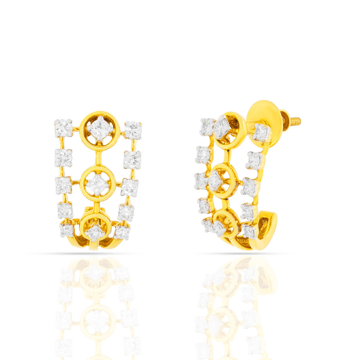 Elegant Brilliance Diamond Hoop Earrings in Gold with Free Gold Coin