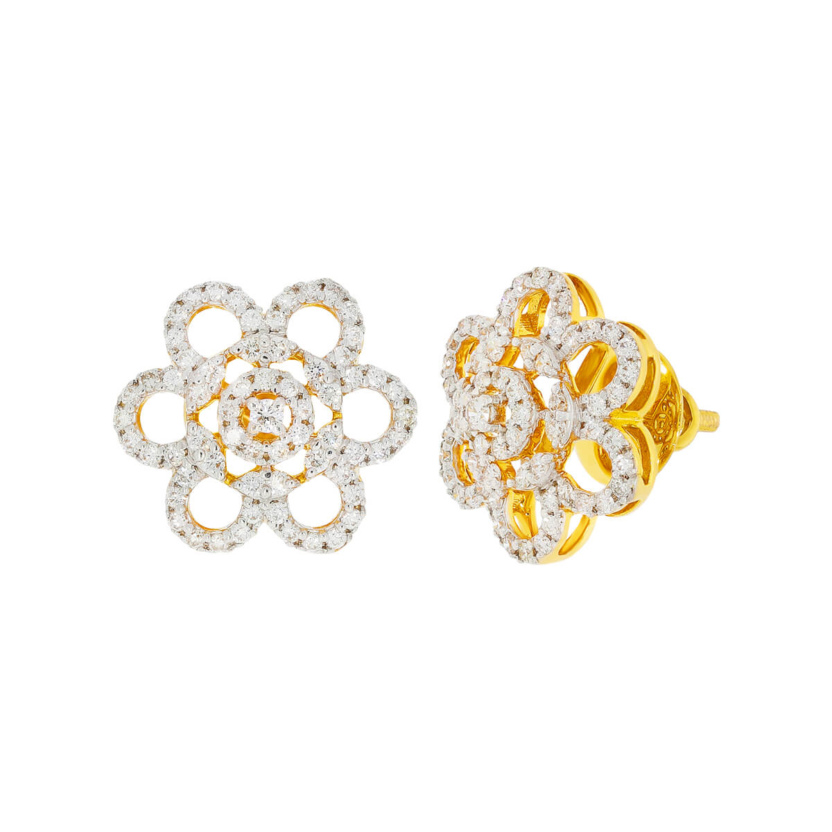 Floweret Eminent Diamond Stud Earring with Free Gold Coin