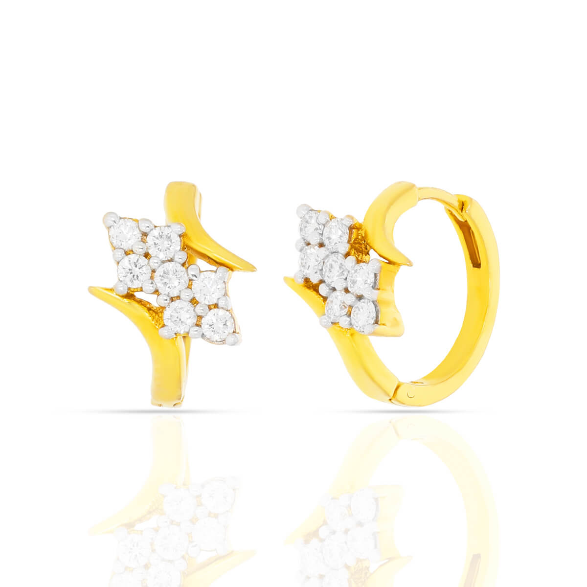 Gilded Glamour Gold Diamond Hoop Earrings with Free Gold Coin