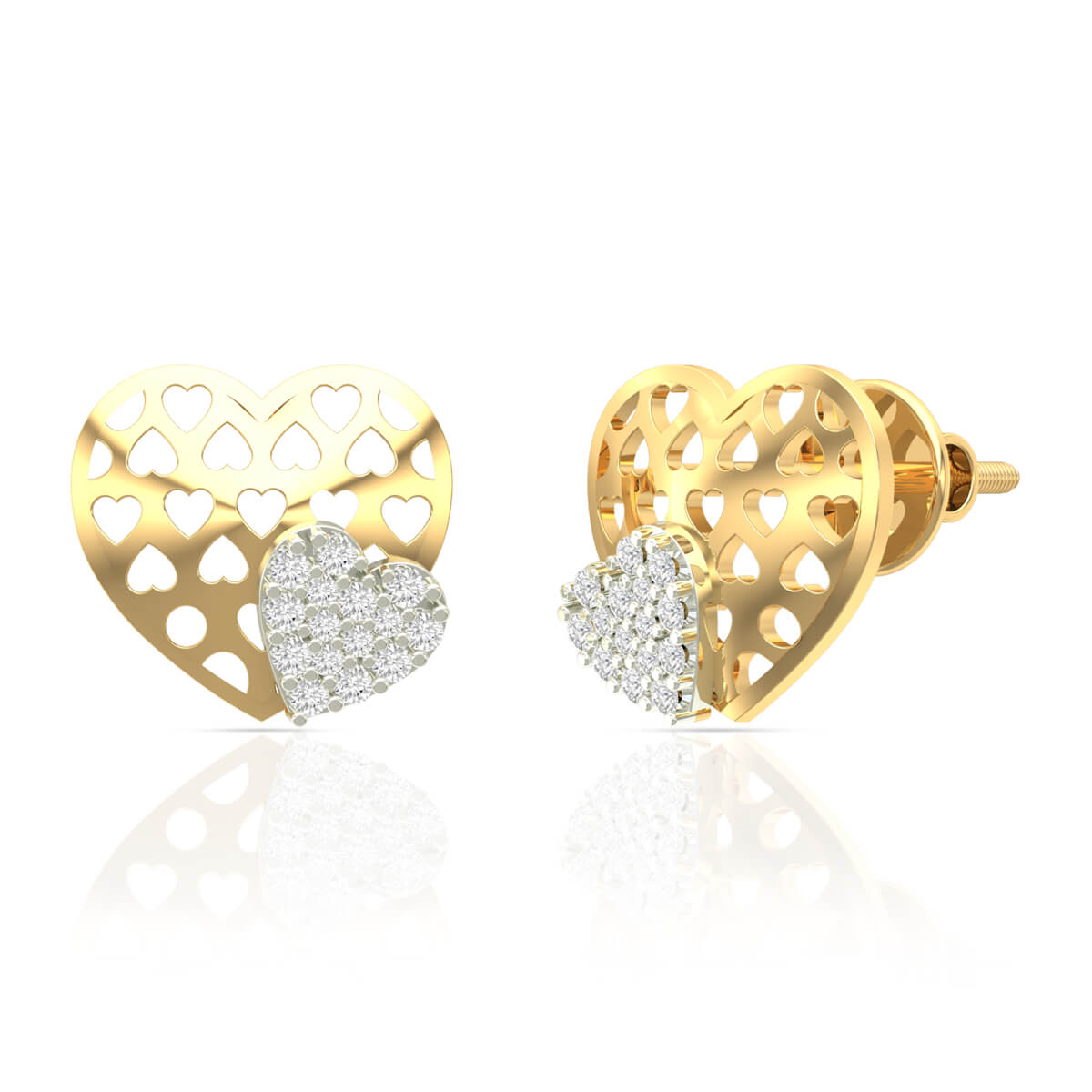 Twining Duo Heart Diamond Earring with Free Gold Coin