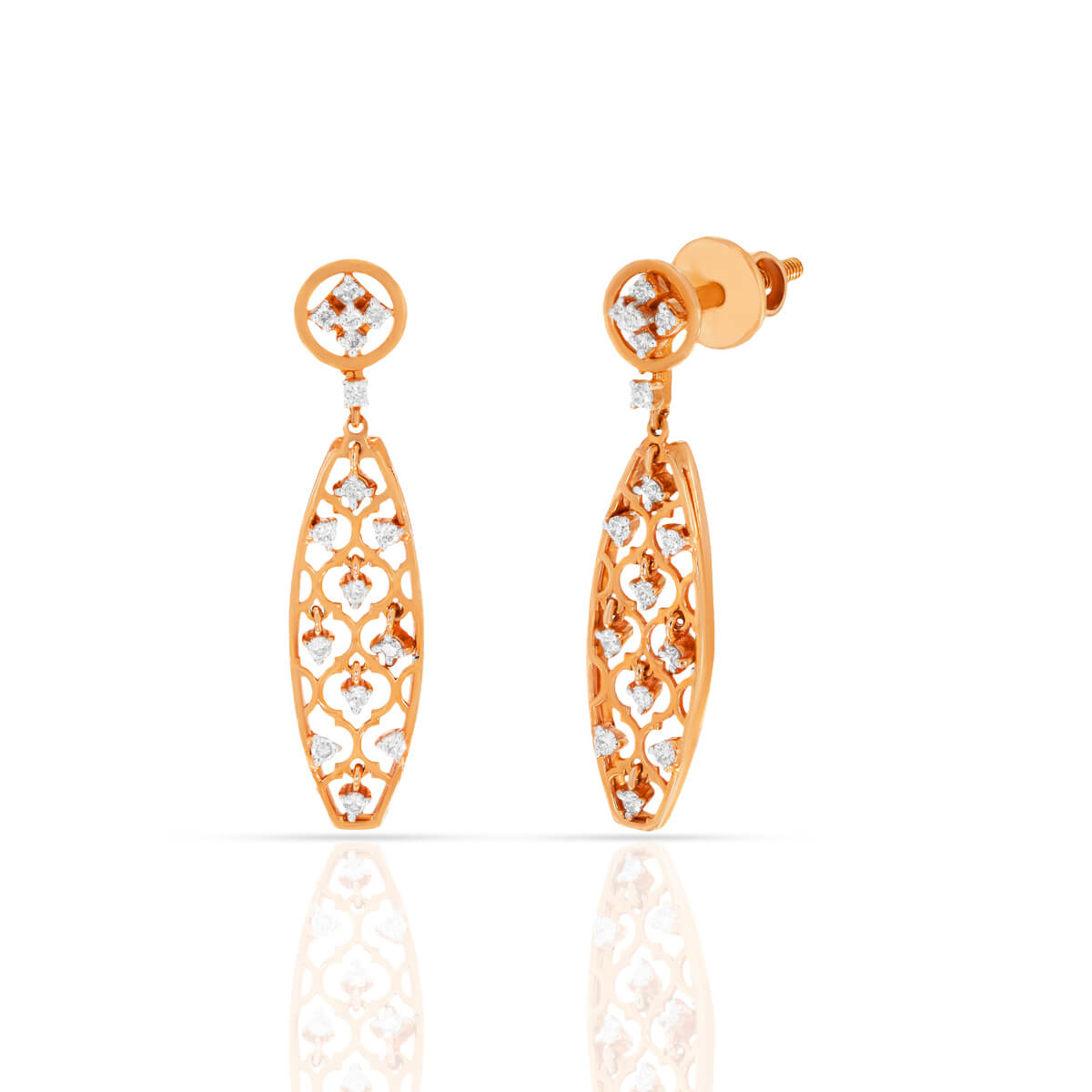 Blushing Brilliance Rose Gold Diamond Dangler Earrings with Free Gold Coin