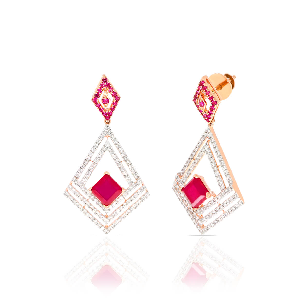 Pink Blossom Cascade Diamond Earring