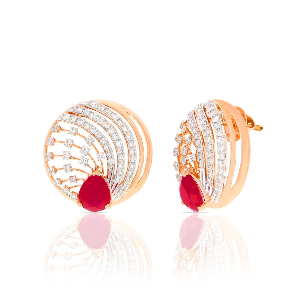 Dazzling Ruby Clusters Emitting Sparkle Earring with Free Gold Coin