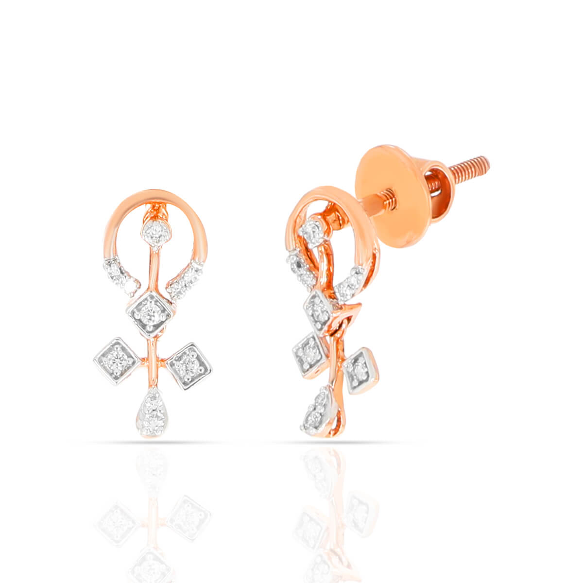 Radiant Romance 18kt Rose Gold Diamond Earrings with Free Gold Coin