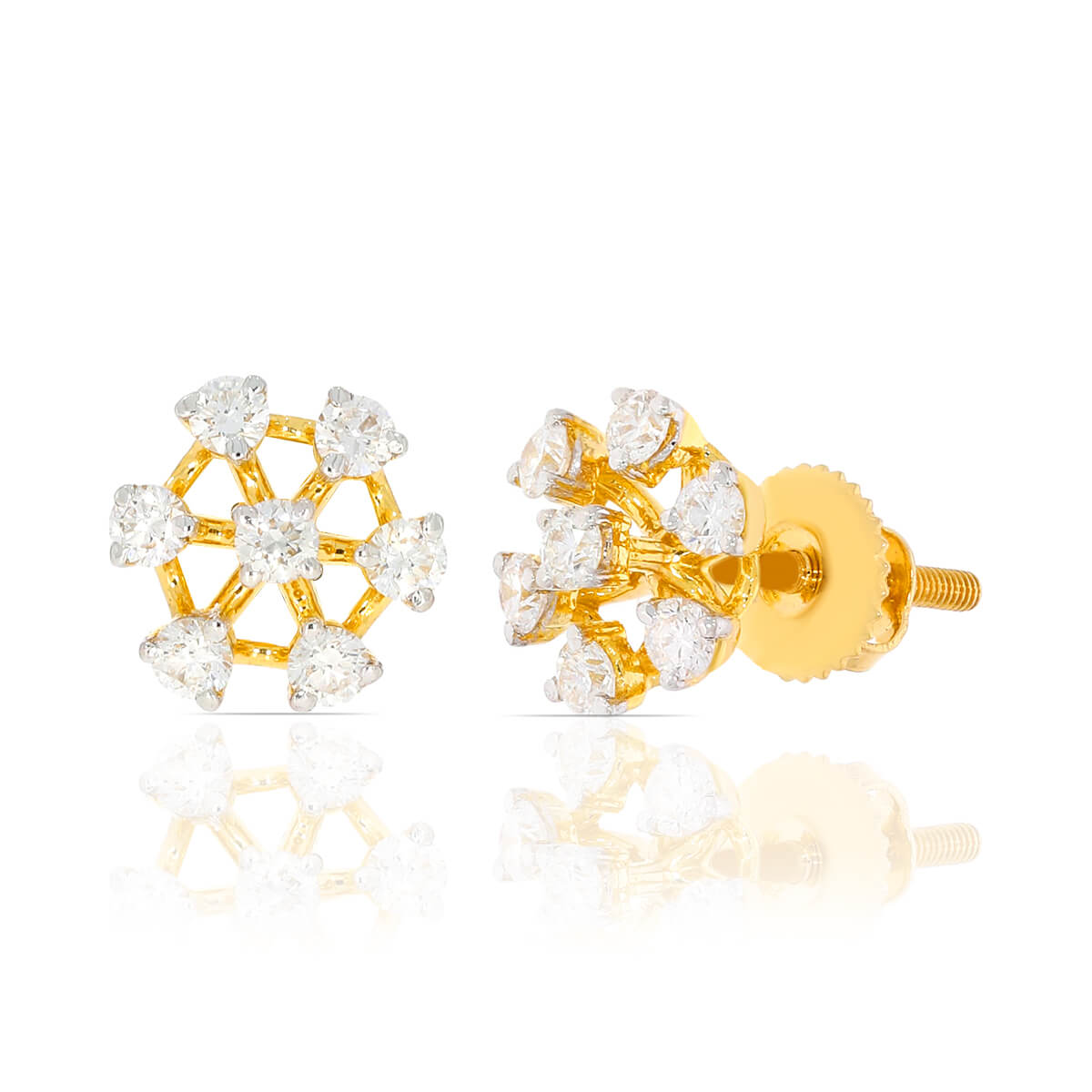 Gleaming Wheel Sparkle Siamond Earring with Free Gold Coin